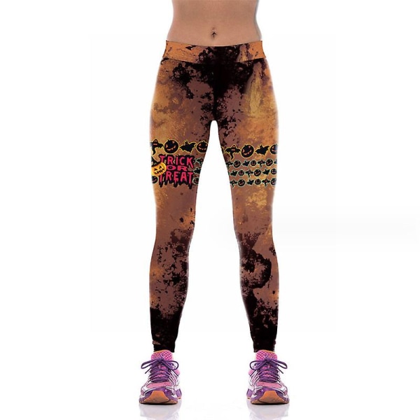 Högmidjade leggings för kvinnor med print Mjuka fula atletiska stretchiga modebyxor för fester style 2 XL