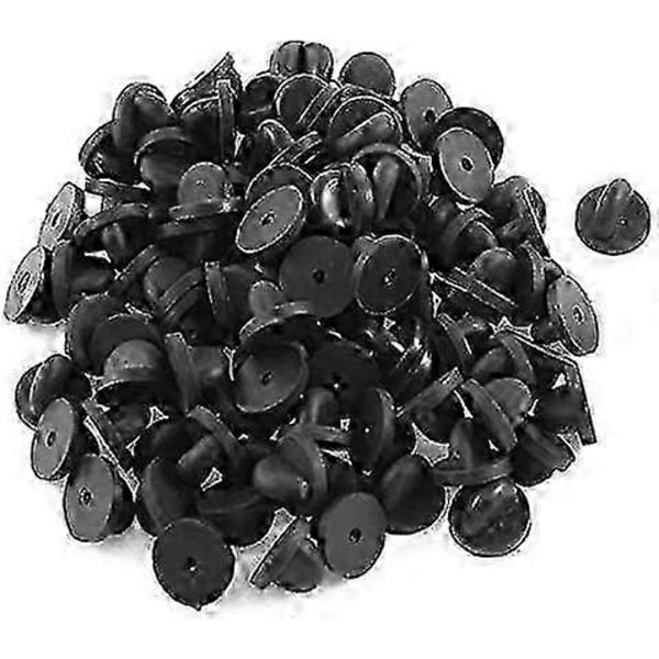 Gummi nålelukninger, 100 stk. reversnålelukninger, broche slips hat badge emblem badge, sort