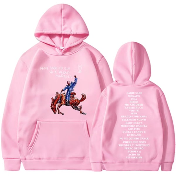 Nyt Bad Bunny nyt album Nadie Sabe Lo Que Va a Pasar Manana sweatshirt perifer hættetrøje pink S