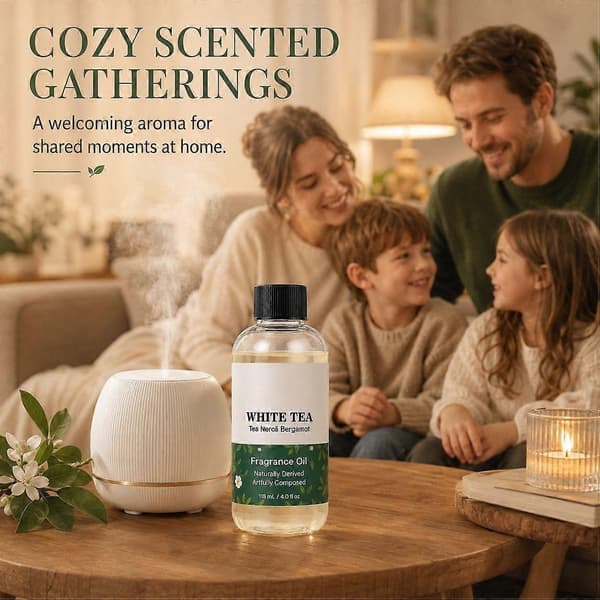 Hvid Te Diffuser Duftolie 118ml, Te Neroli Bergamot Duft til Ultralyds- og Vandfri Diffusere, Langvarig Hjemme Hotel-stil Aromaolie 2pcs
