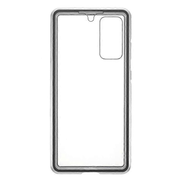 Kompatibel med Samsung Galaxy S20 FE 4G / 5G / S20 Lite / S20 FE 2022 dobbeltsidet hærdet glas + magnetisk metalramme telefoncover Silver