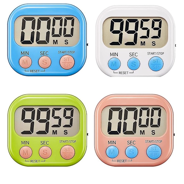 4-delad Multifunktionell Elektronisk Timer, Timer för inlärningshantering, Lämplig för Kök, Studier, Arbete