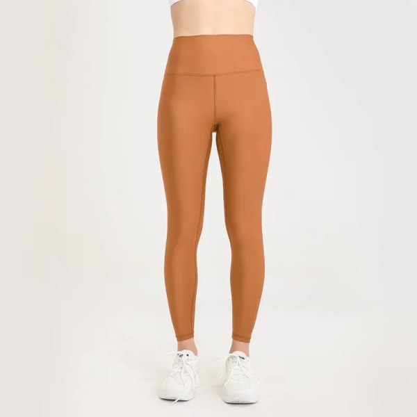 Light Sense Yoga Bukser Airlift Blank Transparent Højtaljet Ferskenbalde Nude Sense Løbesport Fitness Bukser 1-Coppery brown L