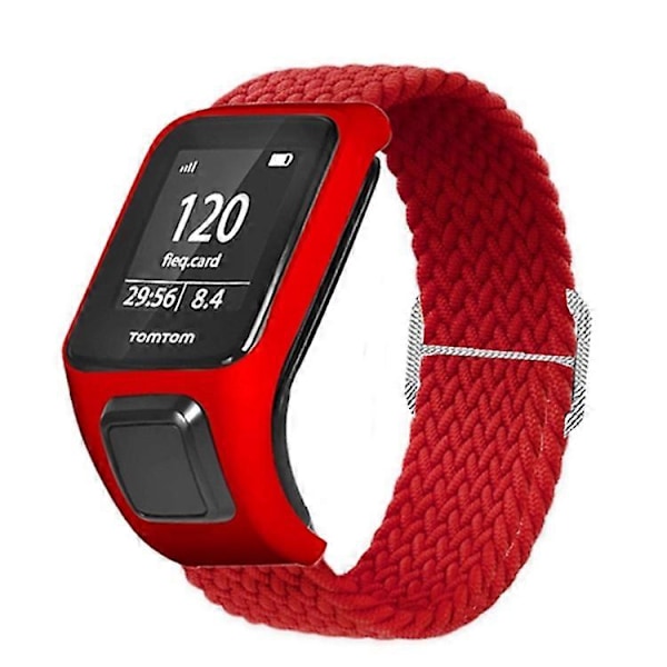 Kompatibel med TomTom Runner 2/Runner 3/Spark/Adventurer Elastisk Vævet Smart Watch Rem Justerbar Håndledsrem Red