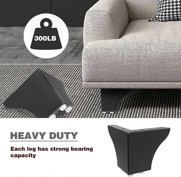 4 st Metallmöbelben, 10 cm höga soffben, moderna triangulära möbelfötter DIY-ersättning