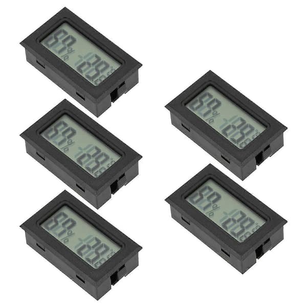 Trådløst hygrometer digitalt display utendørs overvåking kjæledyreiere ABS-materiale rektangulær form 5-pakning