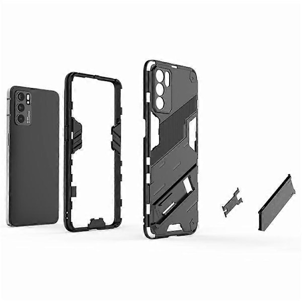 Defender Stöttåligt Militärt Hållbart Robust PC + TPU Skal med Ställ Kompatibelt För Oppo Reno6 5G Red