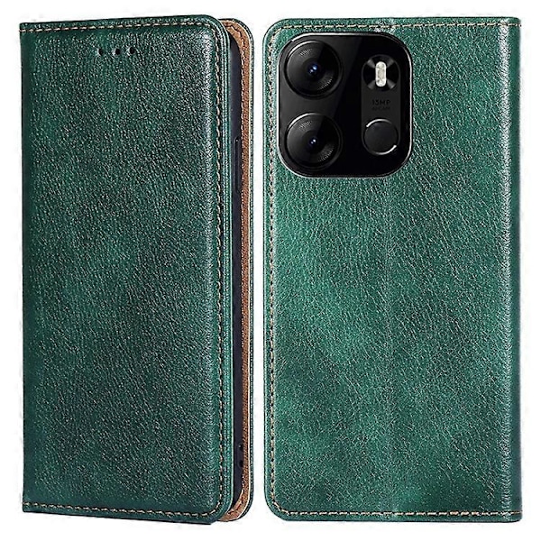 Yhteensopiva Tecno Spark Go 2023 4G PU-nahkainen lompakkokotelo jalustalla, magneettinen, iskunkestävä puhelinkuori Green