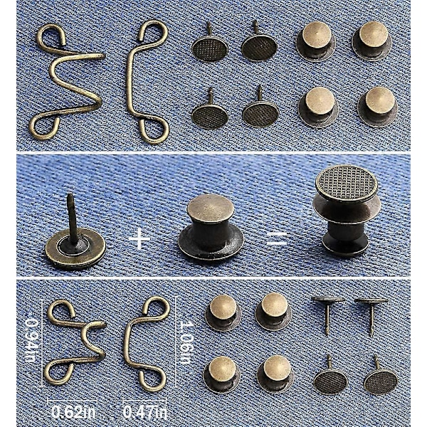 20-pack Justerbart Midjebandsspänne Set Jeansförlängare Midjebandsspänne Knapp för Byxor Justerbar Jeansknapp Perfekt Passform Direktknapp