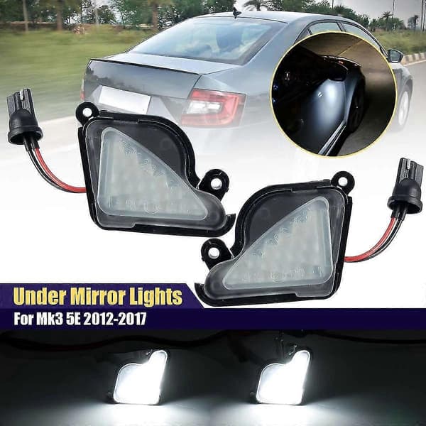 Par 13.5V LED Under Sidespeil Lys Blinklys for Mk3 5E 2012-2017 med Hvitt Lys