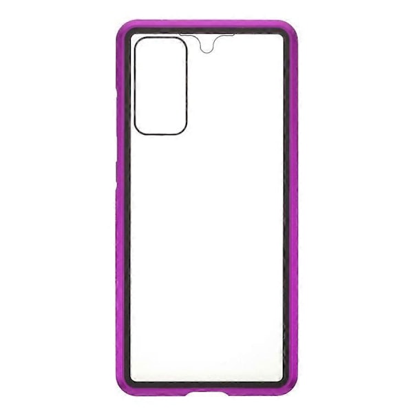 Kompatibel med Samsung Galaxy S20 FE 4G / 5G / S20 Lite / S20 FE 2022 dobbeltsidet hærdet glas + magnetisk metalramme telefoncover Purple