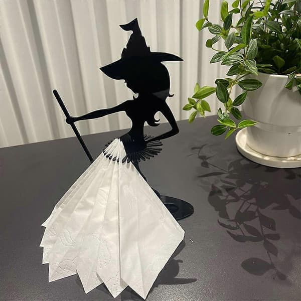 Halloween Heks Statue Servietholder Tissue Dispenser Ornament til Sammenkomst