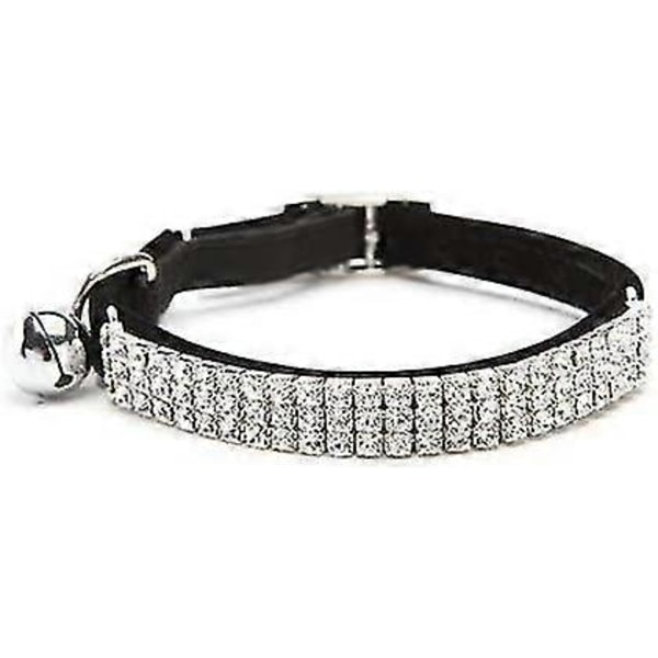 Mjuk Sammet Säker Katt Justerbart Halsband Bling Diamant Med Klockor