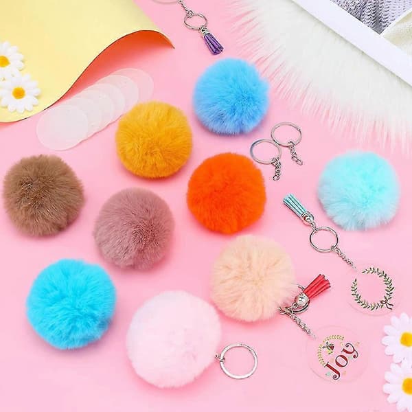 Färgglada Pom Pom-nyckelringar för DIY-hattar, skor, väskor och accessoarer