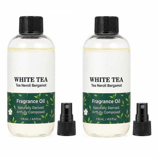 Vit Te Diffuser Doftolja 118ml, Te Neroli Bergamott Doft för Ultraljuds- och Vattenfria Diffusorer, Långvarig Hem Hotellstil Aromaolja 2pcs