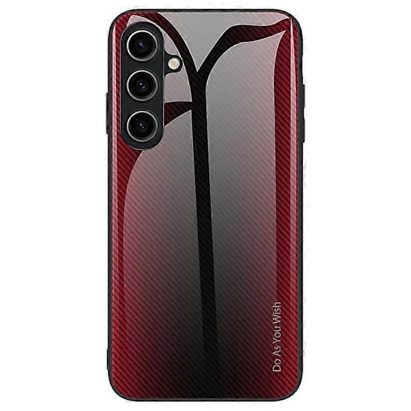 Kompatibelt Skal för Samsung Galaxy A55 5G, Kolfibertextur, Härdat Glas, Baksida Red