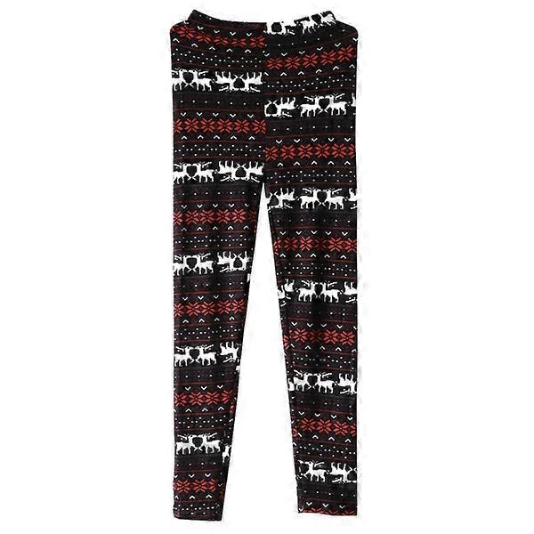 Naisten leggingsit lumihiutale hirvi painettu joustavat leggingsit housut syksy talvi vapaa koko (väri 14)