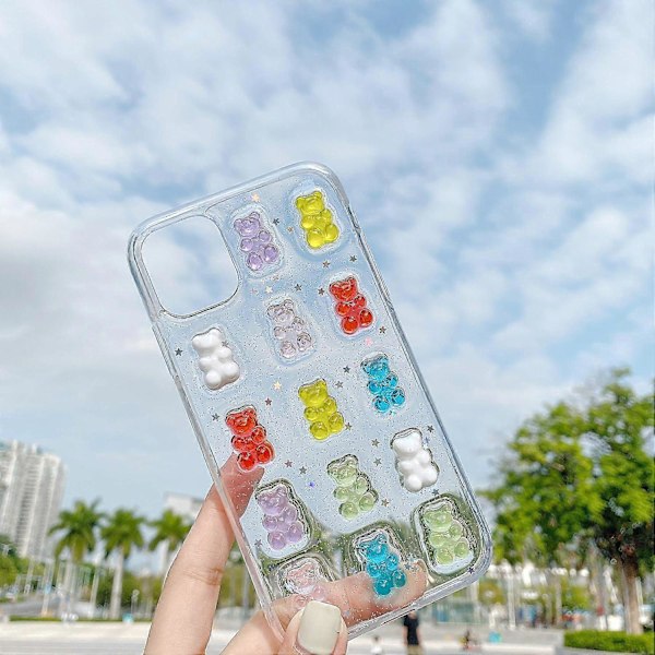 3D Gennemsigtigt Cover Kompatibelt med iPhone 13 Pro Max, Super Søde Tegneseriefigurer, Sjovt Kreativt Blødt Beskyttelsescover (Bjørne, iPhone 13 Pro)