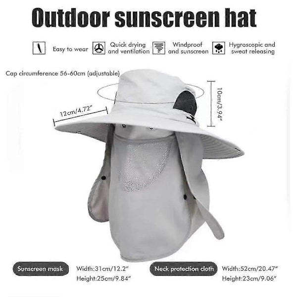 Bredbrättad Solhatt med UV-Skydd, Andningsbar och Justerbar för Män och Kvinnor - Perfekt för Sommarfiske och Vandring