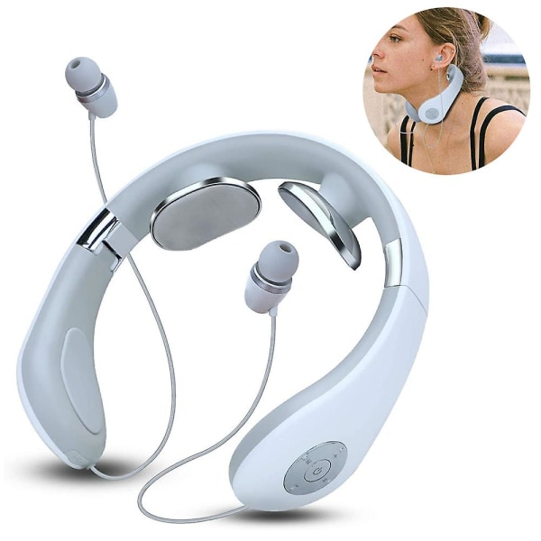 Multifunktionell axel- och nackmassager U-formad smart massageapparat med Bluetooth headset White