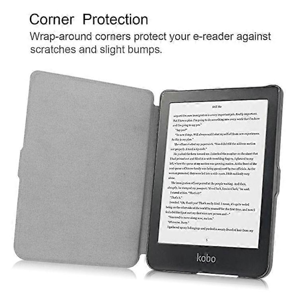 PU Läder Smart Magnetisk Flip Ereader Fodral Kompatibelt För Kobo Clara HD White