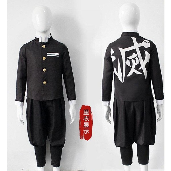 Demon Slayer Kimetsu No Yaiba Tanjirou Kamado Cosplay Kostym Kimono Kappa Halloween Party Anime Kläder Uniform Set 140