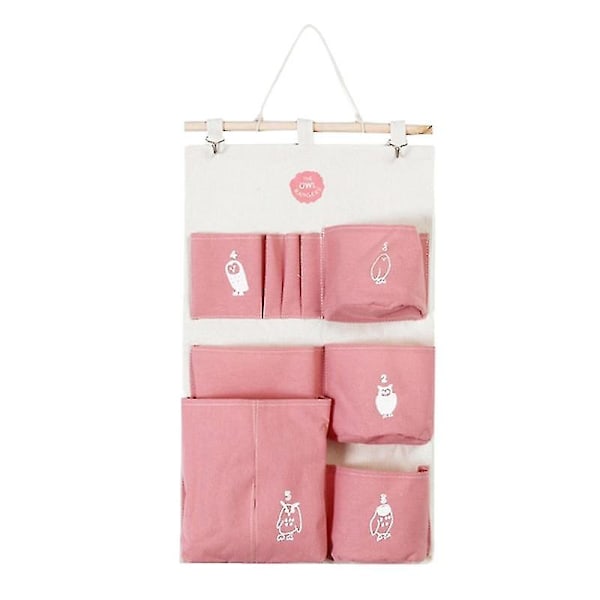 Sød Ugle Dør Garderobe Vægophæng Multi-lomme Opbevaringspose Container Organizer Q