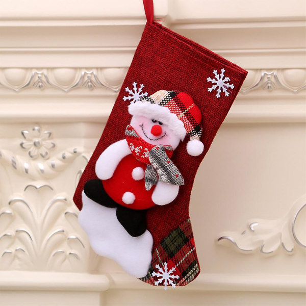 Julgodis Presentpåse Strumpa Xmas Trädhängande dekorationer Öppen spis Jultomten Sockaväska Prydnad Nyår Festtillbehör Snowman