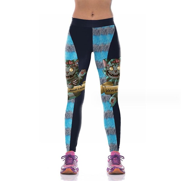 Högmidjade leggings för kvinnor med print Mjuka fula atletiska stretchiga modebyxor för fester style 4 L