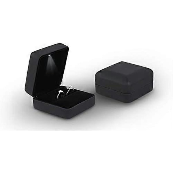 Stor Størrelse Metal Glossy LED Smykke Gaveæske Ring Smykkeudstilling - Velegnet til et par ringe