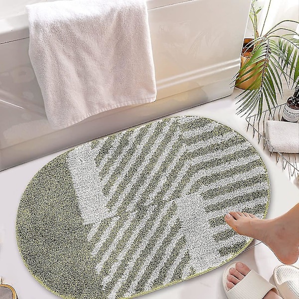 Tflycqsoft Fluffy Microfiber Oval kylpyhuonematot Liukumaton, vahva vettä imevä kylpymatto (siniset ja valkoiset raidat, 18"x26")