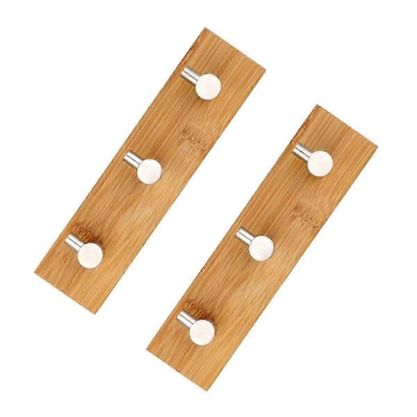 Trähängare Självhäftande Väggmontering Rostfritt Stål Bambukrok Kappa Paraply Kläder Väskor Hol