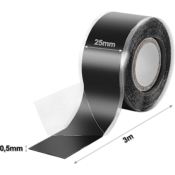 Uima-altaan liitos- ja tiivisteosa silikoniteippi, eristysteippi ja tiivistysteippi 25mm*3m Guazhunithe Musta A