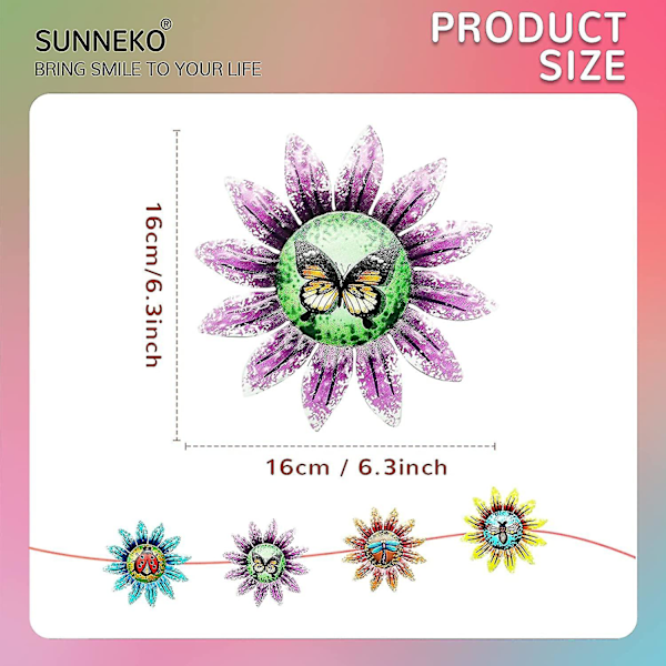Sisätilojen taotut seinäkoristeet (violetti, punainen, sininen, keltainen) 4 kpl