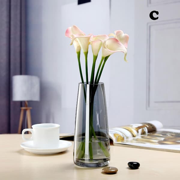 Aurora Symphony Glasvaser Transparent Blomsterarrangement til Skrivebordsdekoration C