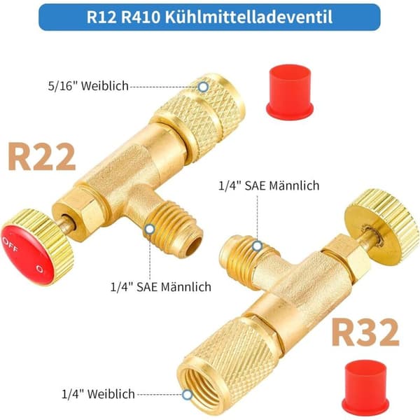 2-pack ventil, mässing, R22 R32, flödesreglering, luftkonditionering