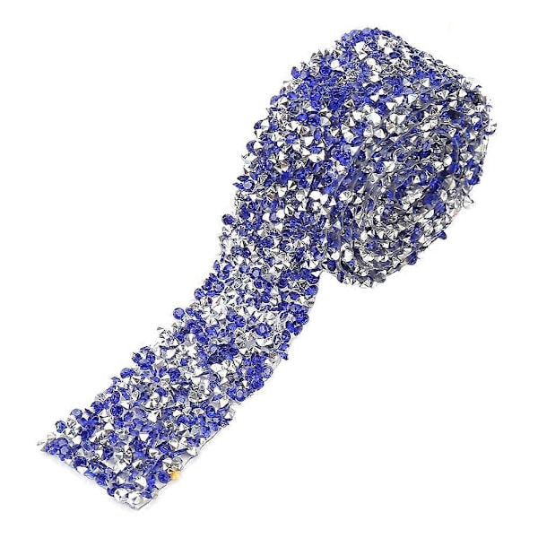1 yard 30 mm diamantnet indpakningsrulle funklende krystalrhinstensbånd dekoration (mørkeblå)