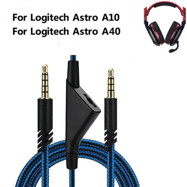 Headset-kabel med volumkontroll 3,5 mm plugg for A10 A40 Gaming Headset