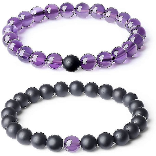 Onyx Ädelsten Matchande Par Armband för Långdistansförhållanden