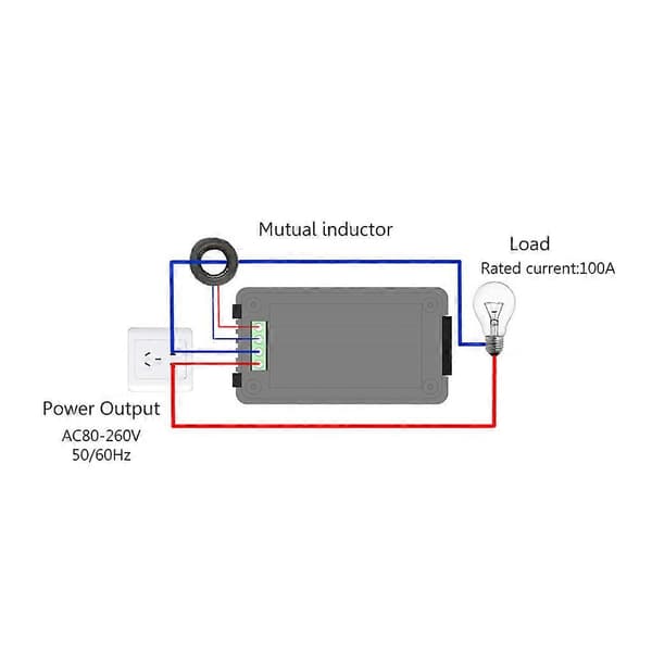 Digital Strømmåler Wattmeter 6 i 1 Elektrisitetsmåler Spenningsvoltmeter