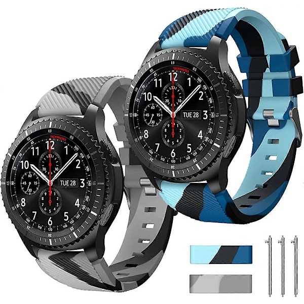 22mm klokkearmbånd Kompatibelt med Samsung Galaxy Watch 3 45mm/Galaxy Watch 46mm armbånd/Gear S3 Frontier/Classic, 22mm mykt silikon Smart Watch armbånd Casual