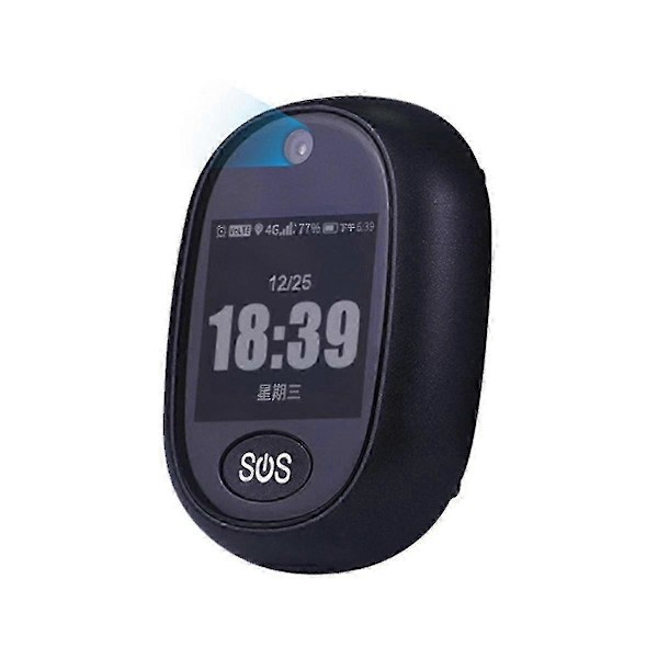 4G GPS-spårningshänge V45 Äldre Mini GPS Personlig Spårare Alarm Talande Klocka Vattentät (Svart)