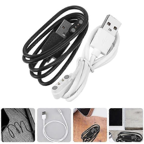 2 stk. universell smartklokke-ladekabel 2-pinners magnetisk smartklokke-ladekabel