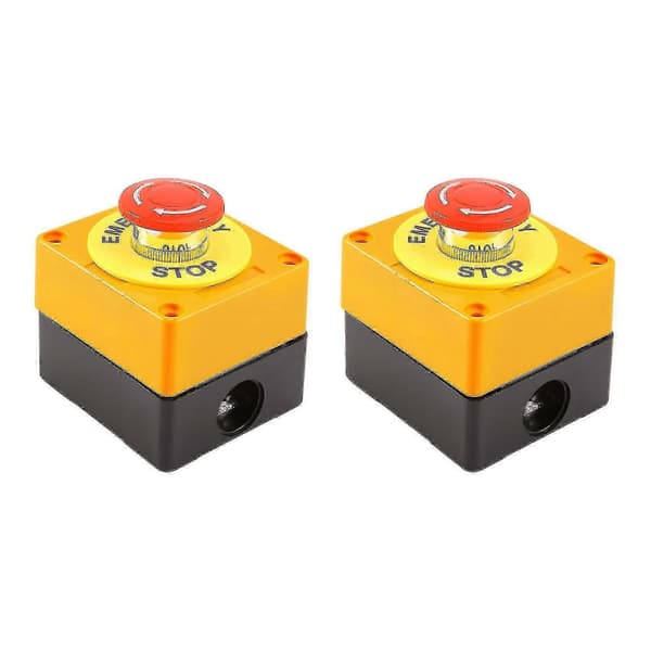 2 st Röda Stopp-Avstängningsknappar S No + Nc 22mm Cko