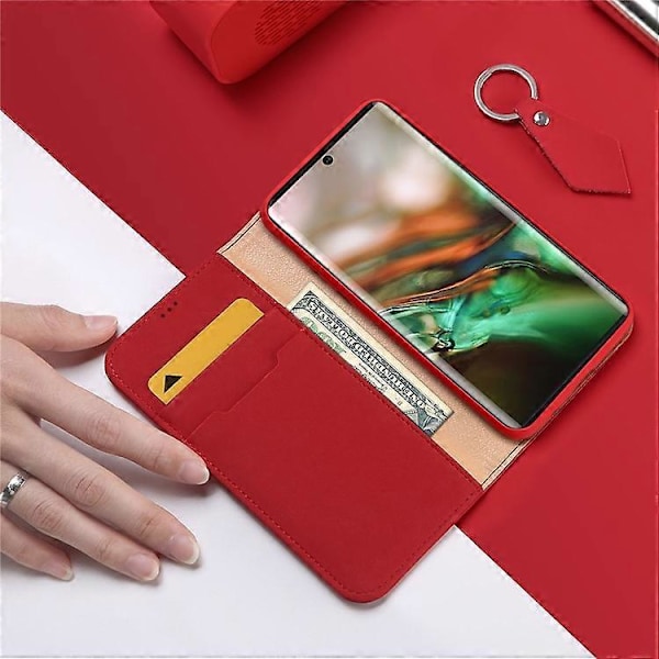DUX DUCIS Wish Series Kompatibel med Samsung Galaxy Note 10 / Note 10 5G Plånboksfodral Äkta Läder Red