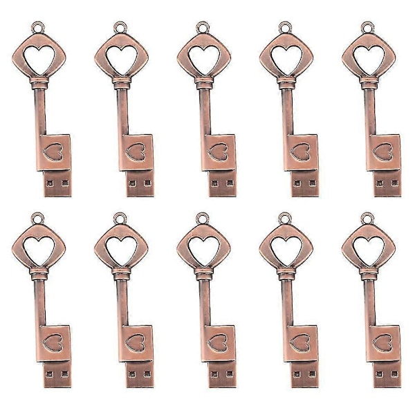 10x USB 2.0 Metallinen USB-muistitikku Puhdas Kupari Sydän USB-muistitikku Avain (kupari, 8gb)-Erinomaisuus