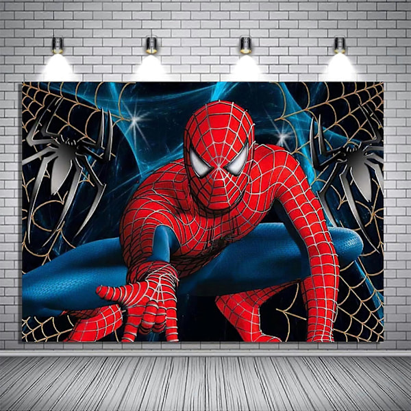 8x6ft Spiderman Fotobaggrund Rød Superhelt Fotobaggrund til Babyshower Børn Glad Fødselsdag Spiderman Dekoration Kagebord Banner