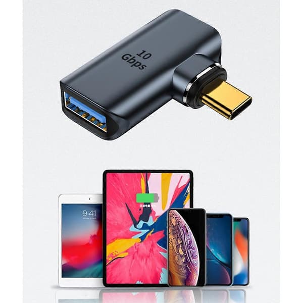 10 Gbps Type C Han til USB 3.0 Hun 90 Graders Vinkelret OTG Dataadapter