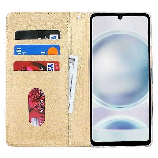 Kompatibelt Plånboksfodral för Sharp Aquos Sense 8 Silkeslen Textur Läder Flip Skyddande Telefonfodral Gold