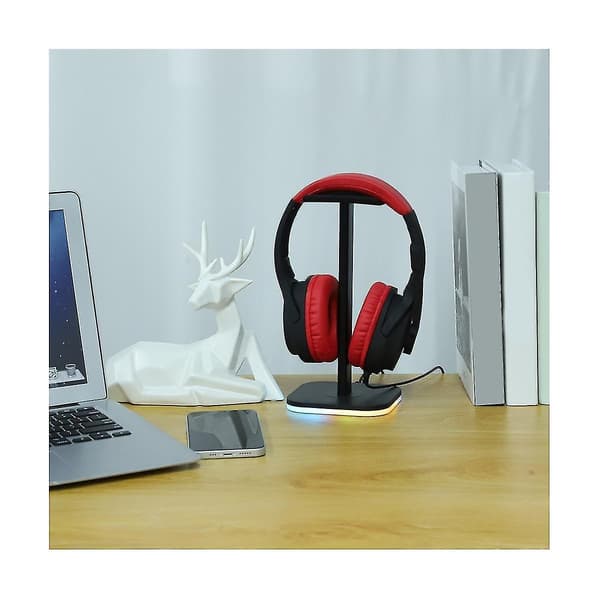 RGB Hovedtelefon Stativ Spil Headset Skrivebord Display Holder LED Base USB Pickup Lys Headset Support Brac